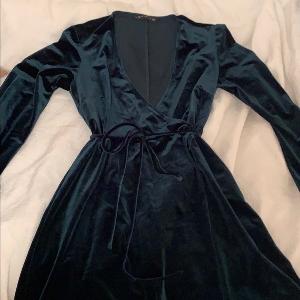 Zara Velvet Green Wrap Dress